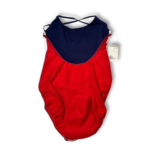 Ralph Lauren Womens One Piece Swimsuit Size 14 Navy Red Striped - Picture 8 of 9